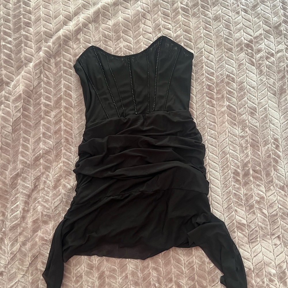 Oh Polly Black Strapless Dress